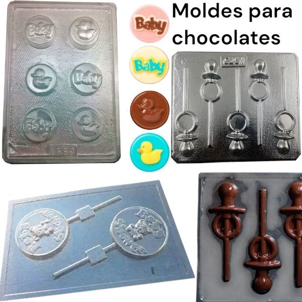 Producto - molde para chocolate baby shower primer añito piecito osito chupete carrito pato