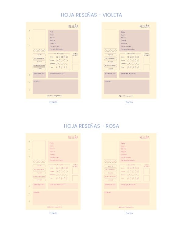 Producto - Repuesto: HOJAS JOURNAL X10 UNIDADES A ELECCIÓN