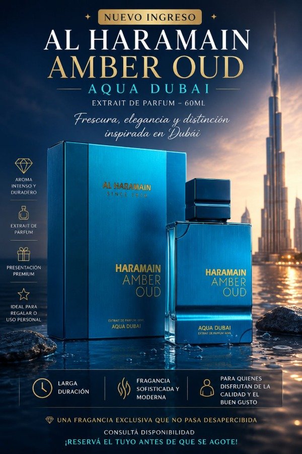 Producto - Perfume Al Haramain Amber Oud Aqua Dubai 60 ml