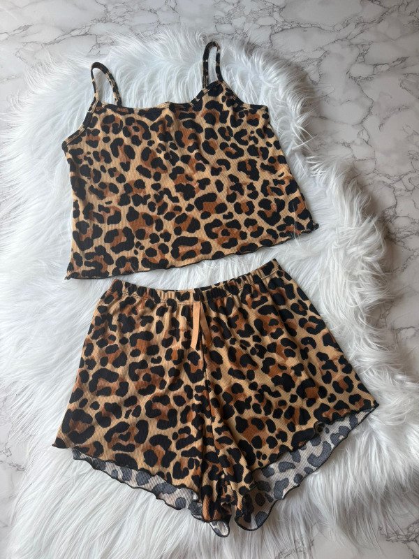 Producto - Pijama de morley PREMIUM short + top - Print Marron