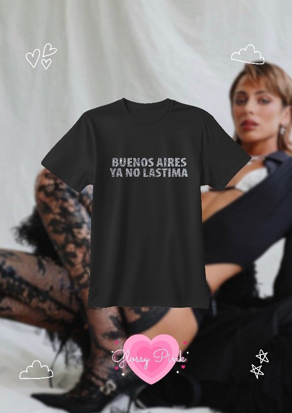 Producto - Remera Baby Tee Buenos Aires Ya No Lastima - VINILO GLITTER TEXTIL