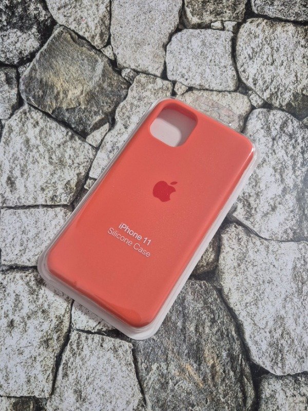 Producto - Funda silicone case con logo Iphone 11 naranja suave