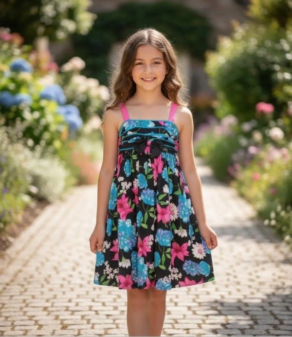 Producto - Vestido corto nena flores colorido