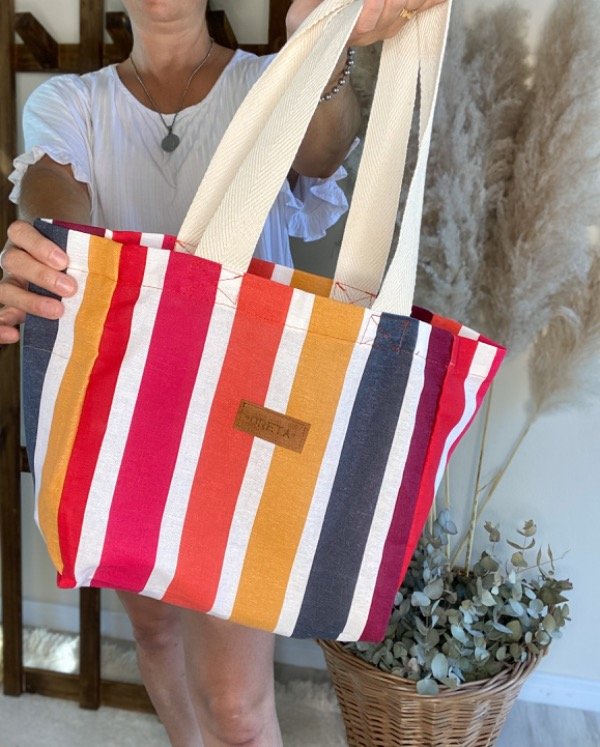 Producto - Mini bolso playero a rayas arco iris