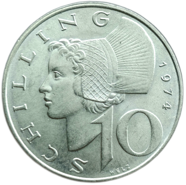Producto - Austria 10 Shilling 1974 Águila Segunda República Km#2918 XF+