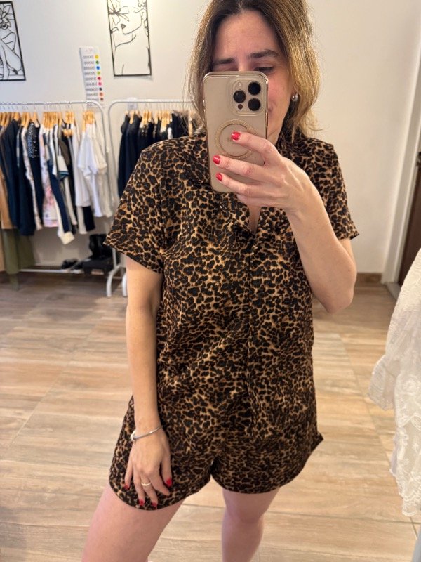 Producto - Pijama camisero print corto tela hawai - 3