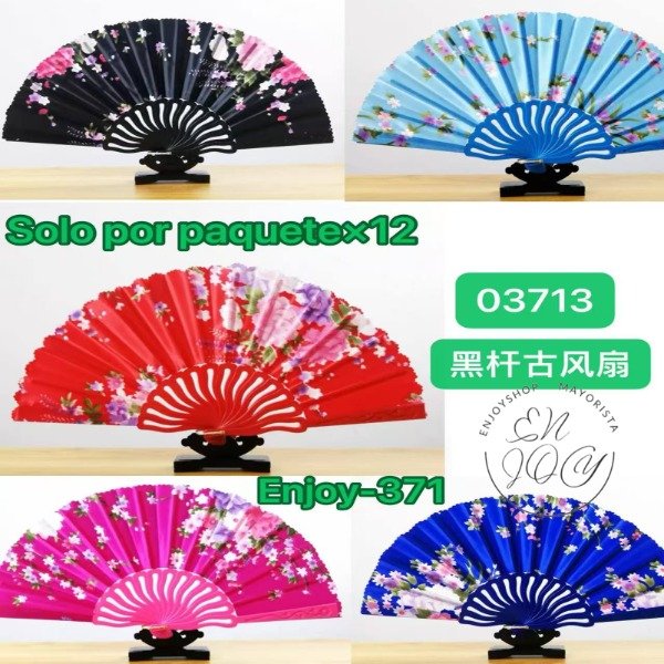 Producto - packX12 ABANICOS PLEGABLES COLORES FLORES ENJOY371