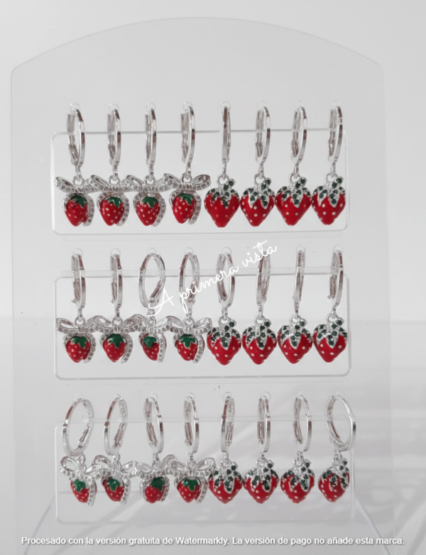 Producto - Aros frutillas acero blanco c/par