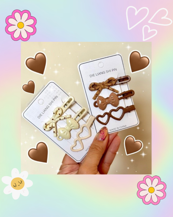 Producto - Set x3 Hebillas Cute Brown