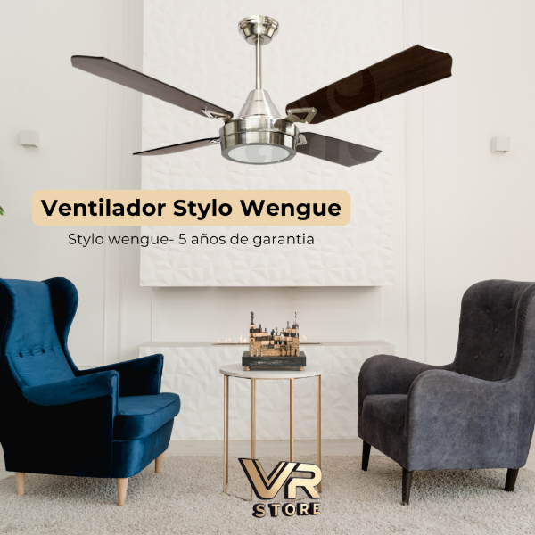 Producto - Ventilador de techo Stylo palas madera Wengue con plafon