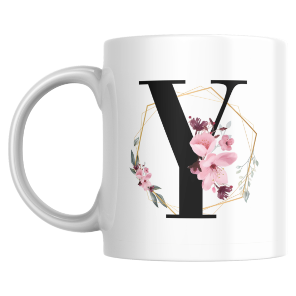 Producto - Taza - Y (Inicial negra con flor) - 0