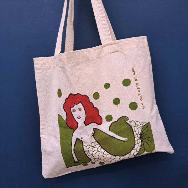 Producto - Tote Bag pintada a mano - Sirena inspirada en un pañuelo de Kar - 0