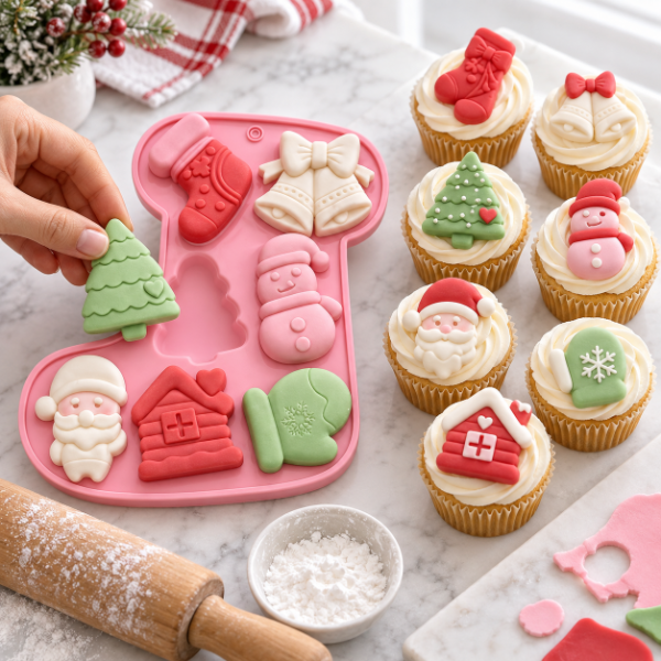Producto - MOLDE DE SILICONA NAVIDEÑO BOTA PEQUEÑA 7 FIGURAS 5J10 - 1