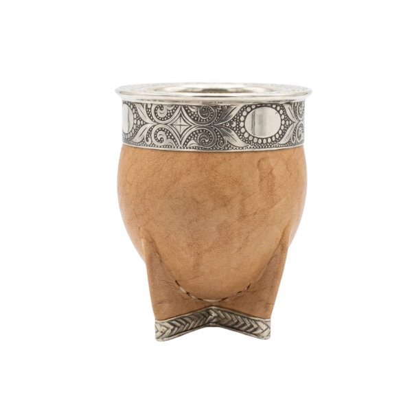 Producto - Mate imperial virola lisa/Base de alpaca gruesa/Cuero natural