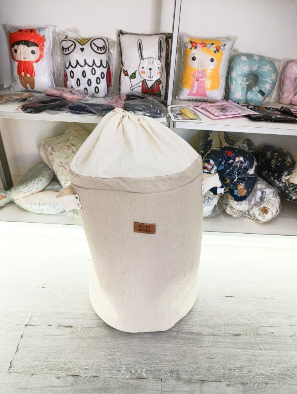 Producto - MAXI CESTO CON TAPA TUSSOR BEIGE