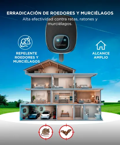 Producto - Repelente para Plagas Ultrasónico Gadnic Ahuyentador Ratas Murcielagos Insectos - 3