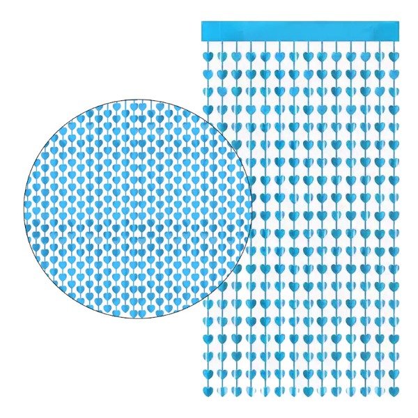 Producto - Cortina de corazones color celeste