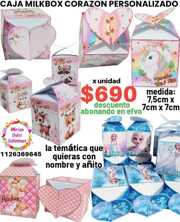 Producto - Caja golosinera milkbox corazon personalizado