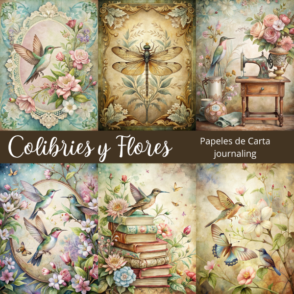 Producto - Colección Colibríes y Flores - Papeles de Carta y Journal - PA-C19