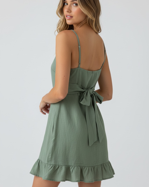 Producto - VESTIDO DE LINO CORTO GREEN 0833 - 1