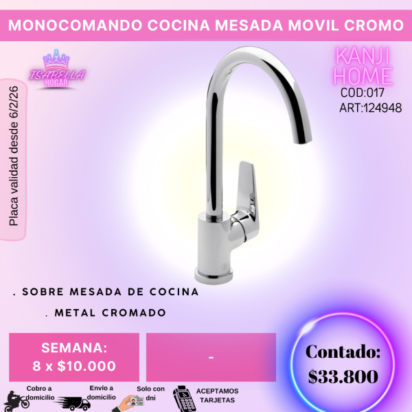 Producto - MONOCOMANDO COCINA MESADA MOVIL CROMO