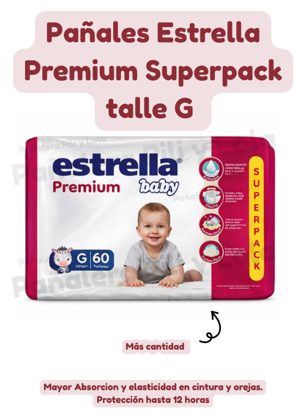 Producto - Pañales Estrella Premium Superpack talle G 60 unidades