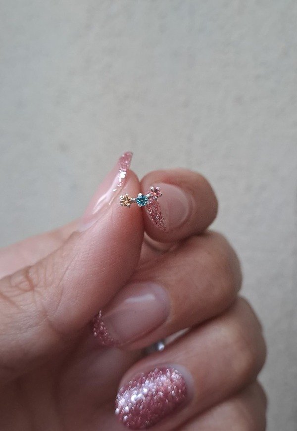 Producto - Aro de Plata Mini Trepador Estrellas Colores (unidad)