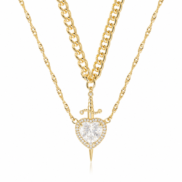 Producto - Heart and sword white golden