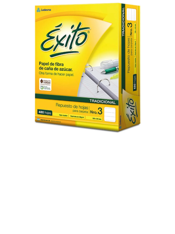Producto - 3 Repuestos Éxito 96 x Hojas cuadriculadas/rayadas
