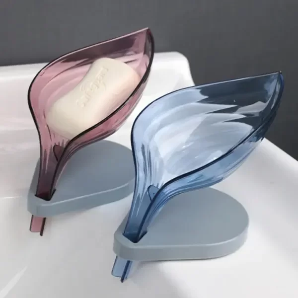 Producto - JABONERA HOJA TRANSPARENTE CON GOTEADOR Y SOPORTE CON VENTOSA - 0