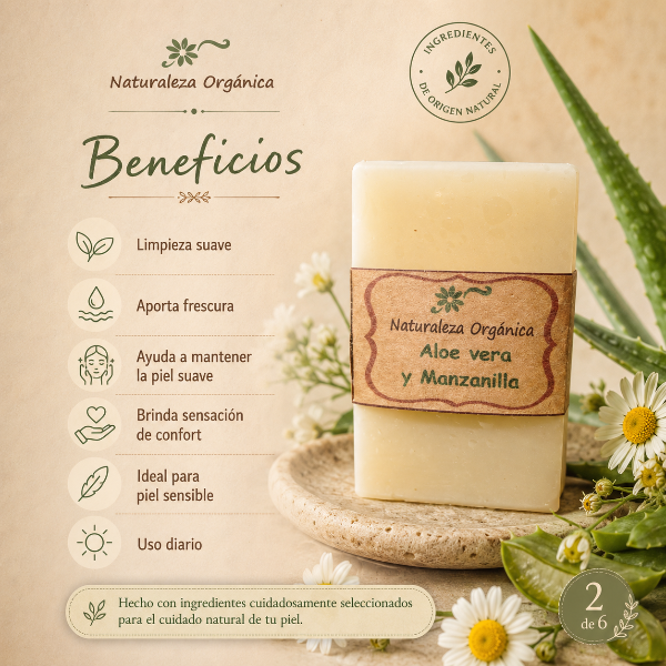 Producto - Jabón de Aloe Vera y Manzanilla - Cuidado Natural para Piel Sensible - 1