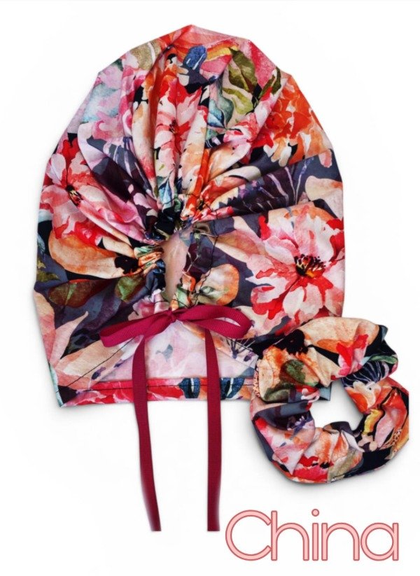 Producto - Set de cofia+scrunchie Lirio (ENTREGA INMEDIATA)