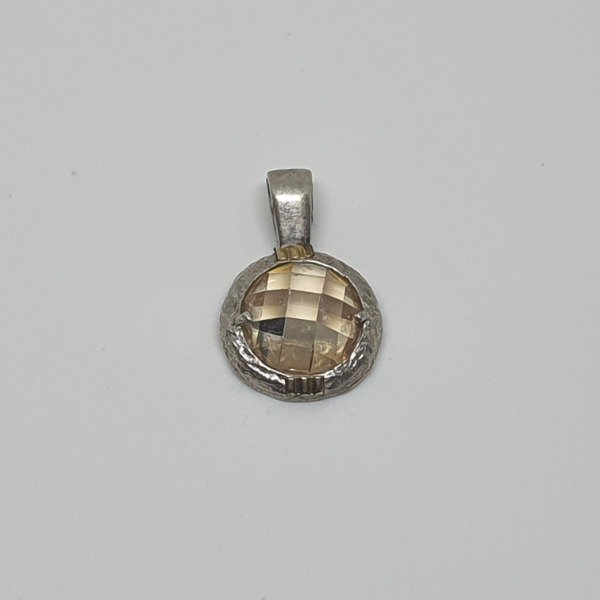 Producto - Dije Cubic Ambar Plata y Oro 13mm