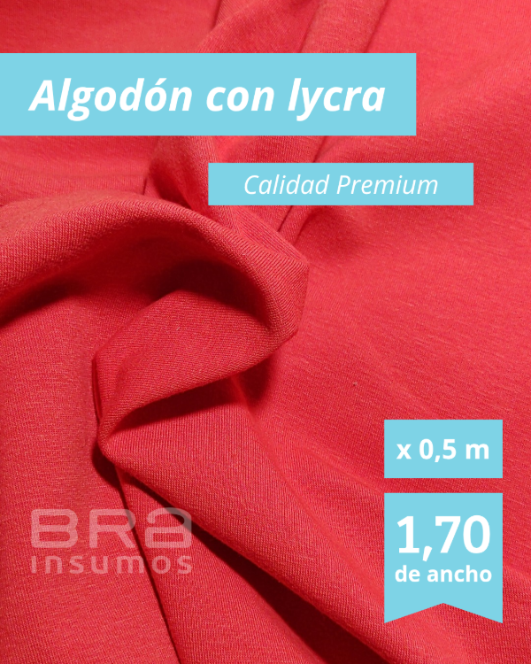 Producto - Algodón con Lycra Premium 1,7 m de Ancho - Rojo (x 1/2 Metro)