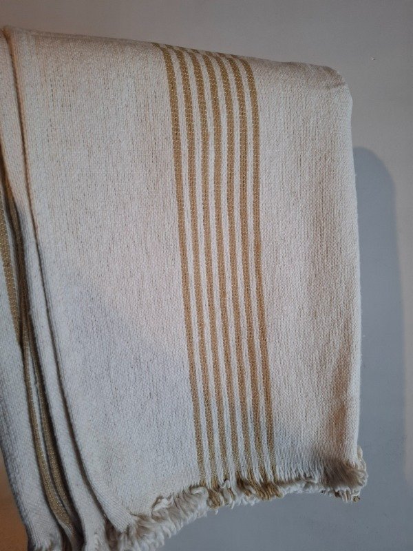 Producto - Manta telar 1.90x 1.50 varias lineas ocre