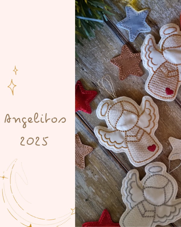 Producto - Navidad 2025 - Deco Navideña en tela - "Angelitos Labrados"