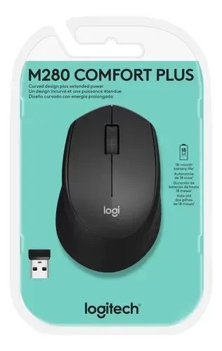 Producto - MOUSE LOGITECH M280 COMFORT PLUS INALAMBRICO NEGRO