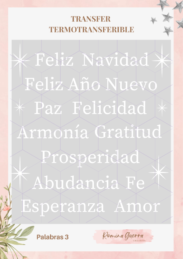 Producto - Transfer termotransferible - Palabras 3 Blanco