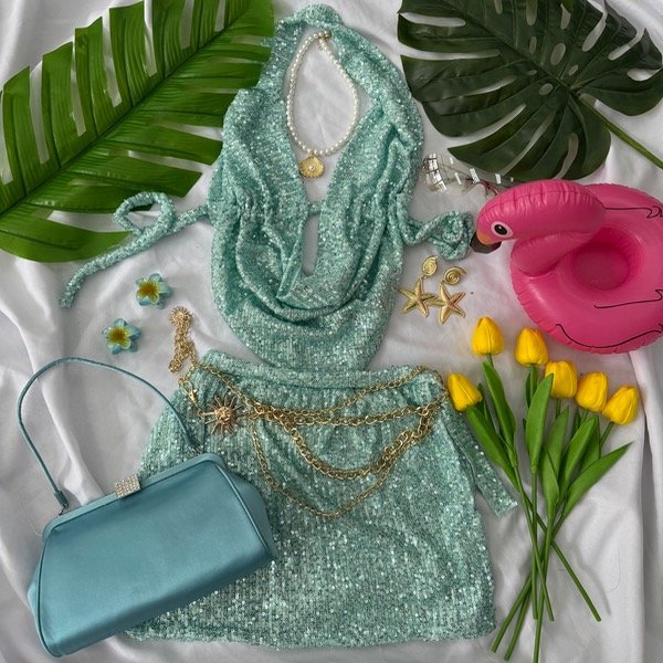 Producto - Conjunto aqua (pareo y top)