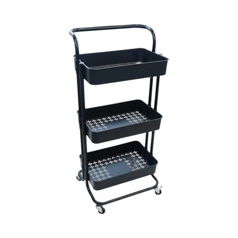 Producto - ORGANIZADOR 3 ESTANTES METAL/PLASTICO CON RUEDAS 39X27.5X86C