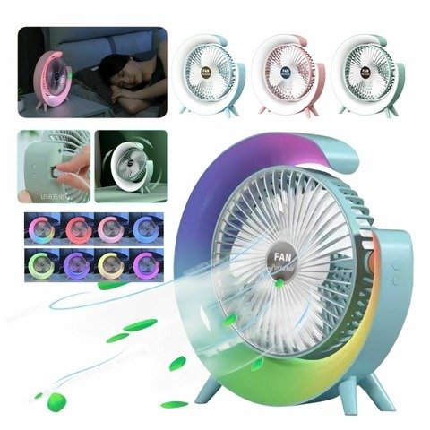 Producto - Velador Ventilador  Portátil Luz Led Giratorio, Mesa