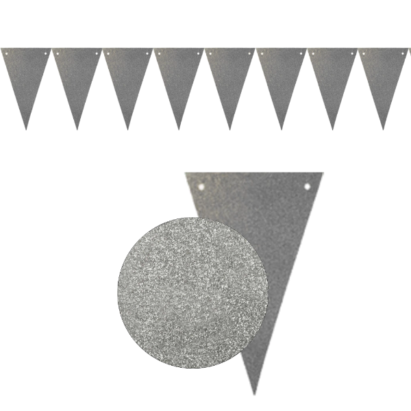Producto - Banderin triangular Glitter Plata