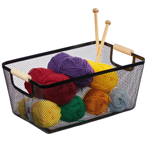 Producto - Canasto de Metal con Asa de Madera ( Mediano )