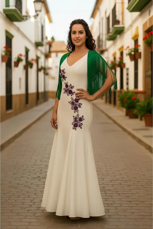 Producto - Hombreras Tejidas con Flecos de Seda Verde