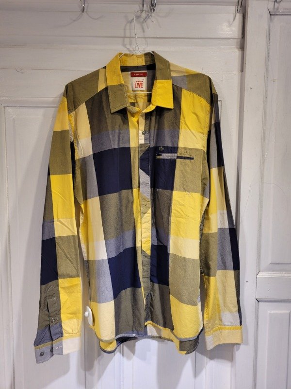 Producto - Camisa LACOSTE cuadrille azul y amarillo-Talle M- PRECIO: 72X - 0