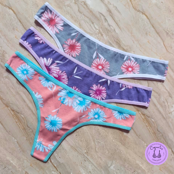 Producto - COLALESS DE ALGODÓN FLORES pack x 3 - 3161