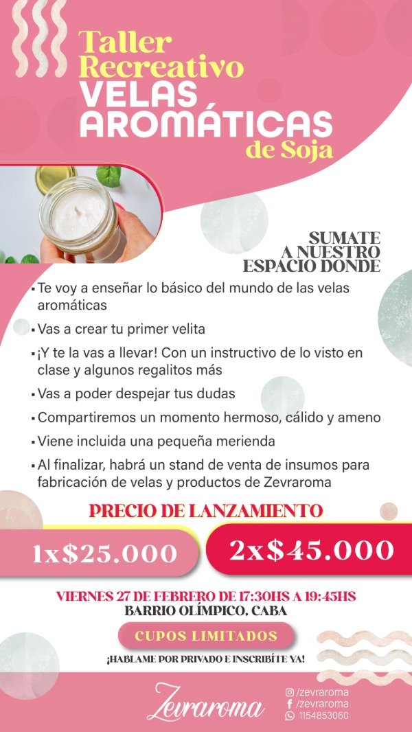 Producto - Taller Recreativo de Velas Aromáticas de Soja