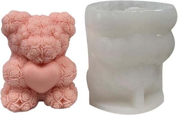 Producto - Molde Silicona Oso con Corazon x1 Ideal P/ Velas Jabones (010B5)