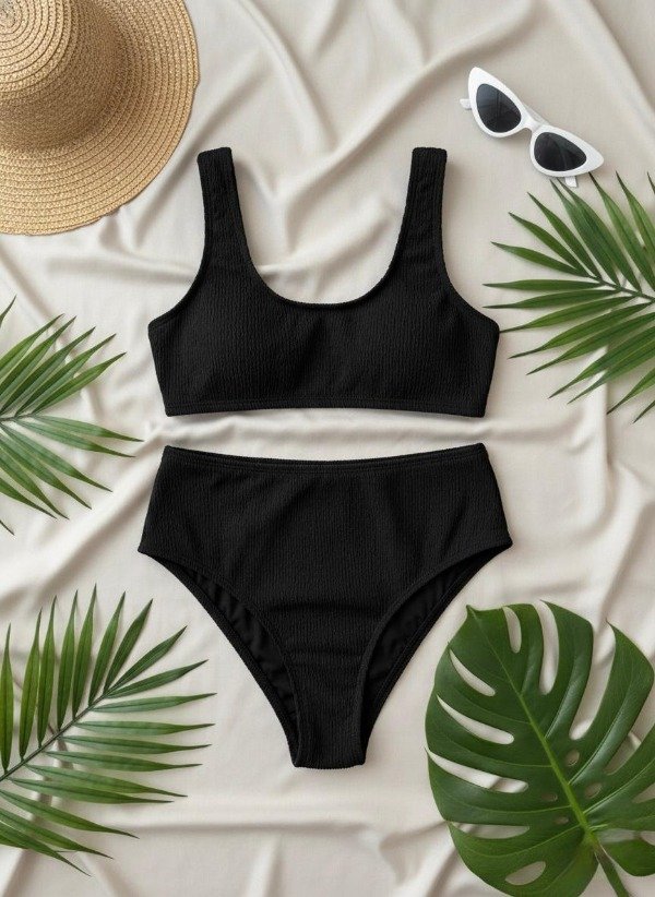 Producto - Bikini Tiro Alto Negro Hawai