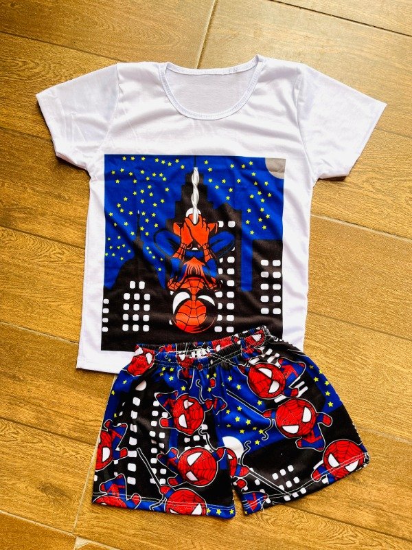 Producto - Pijama Infantil Remera + Short Spiderman Oscuro